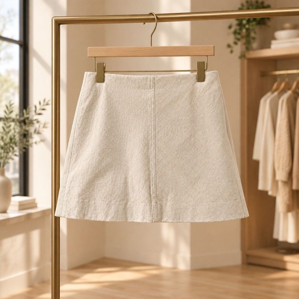 J.CREW Women's Ivory Corduroy Mini Skirt Lined Zip Closure Size 6 NWOT